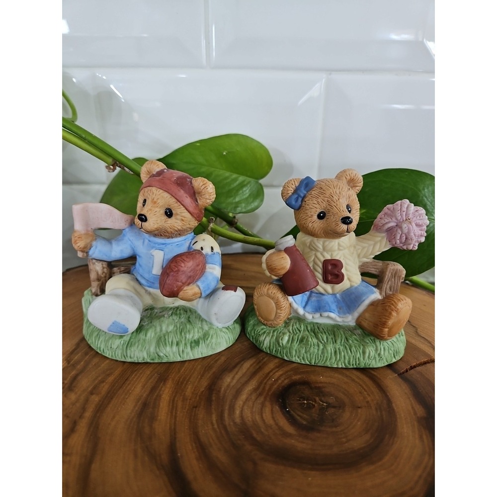 VTG Home Interiors #14981-98 Game Day Bears Figurine Football Player Cheerleader